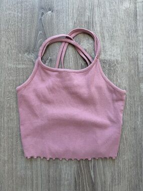 art class Dusty Rose Ribbed Cropped Tank with Scalloped Hem